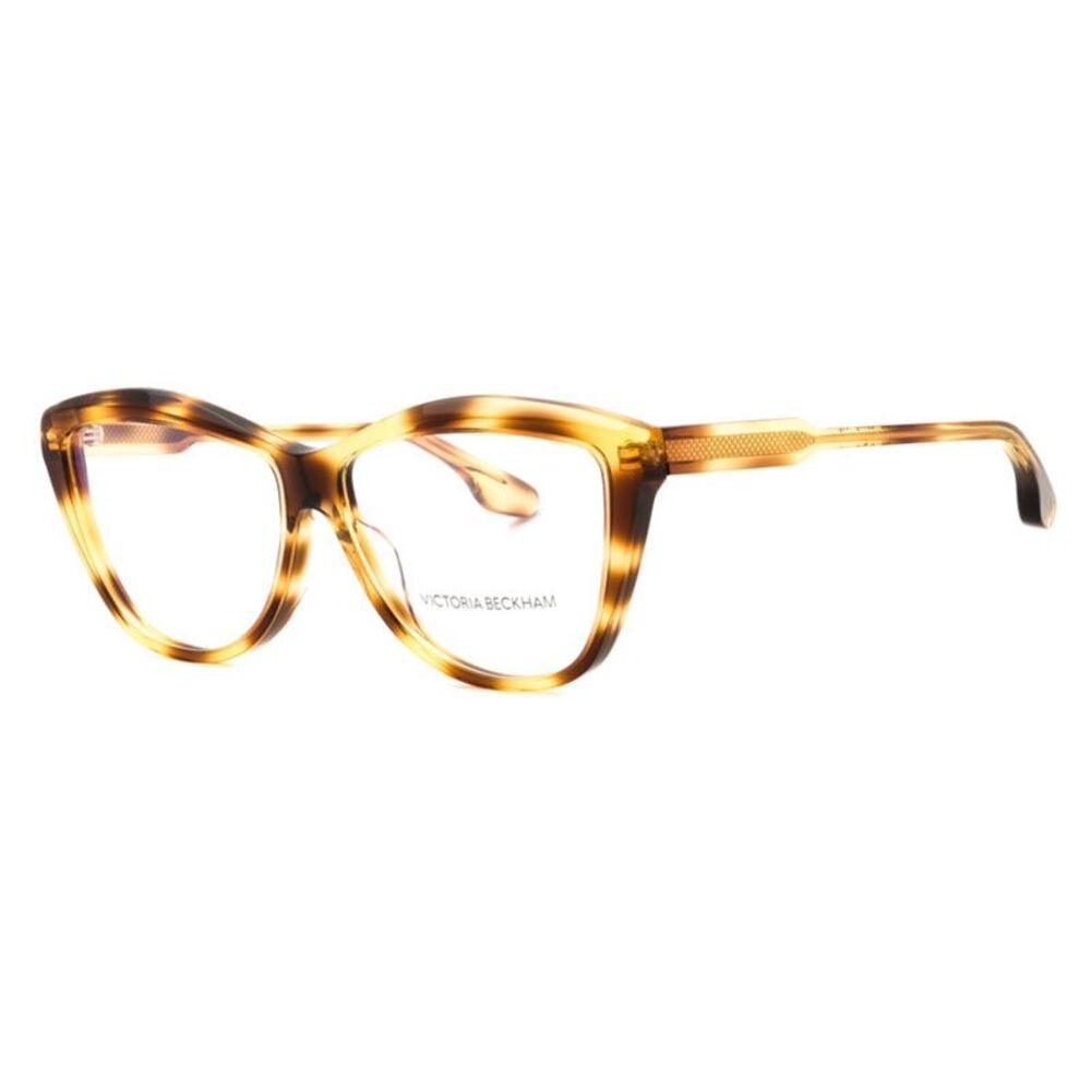 Victoria Beckham Eyeglasses Cat Eye Full Rim, Blonde Havana Frame and Clear